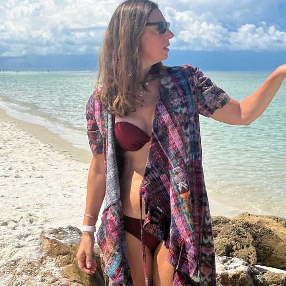 Beautiful summery wrap dress - women size medium - multicolored - Picture 3 of 10